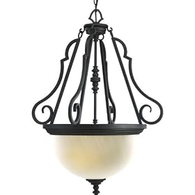 Progress Lighting P2834-80 Meeting Street 3-Light Foyer Pendant in Forged Black by Progress Lighting