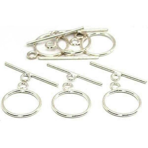 6 Bali Toggle Clasps Silver Beading Necklace Beads 15mm
