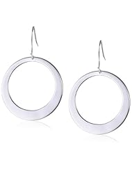Sterling Silver Polished Open Circle Drop French Wire Earrings
