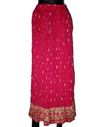 Womens Skirt Magenta Boho Bellydance Cotton Crinkle Skirt 38 Inches