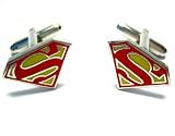 Red & Yellow Superman Logo Cufflinks : DC Comics Licensed w/Gift Box