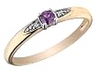 Created Alexandrite Ring with Diamonds 1/8 Carat (ctw) in 10K Yellow Gold
