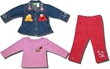 Sesame Street - Zoe and Elmo3 piece denim jacket , l/s top and pant set for toddlers - 2T
