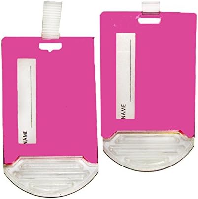 Concierge Set of 2 Id Secure Hard Plastic Luggage Tags. Petal Pink