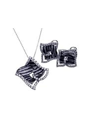 Nickel Free Sterling Silver Pendant & Earring Sets CZ Zibra Set