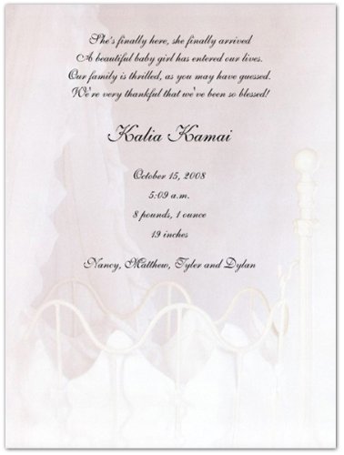 Cradle Birth Announcements - Set of 20