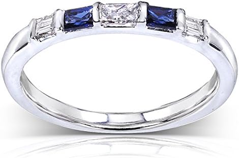 Blue Sapphire and Diamond Ring 1/4 Carat (ctw) In 14k White Gold