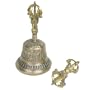 Tibetan Buddhist Brass Meditation Bell and Dorje Set, Measures 6.5 Inches Tall, 3.5 Inches Wide