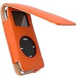 Eforcity Orange Leather Case w/ Cover for iPod nano 2GB / 4GB