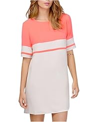 Plus Size Colorblocking Summer Short Sleeves Cotton/Linen  Dress