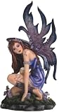 Blue Fairy with Purple Wings Hiding In Garden Fantasy Statue