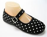 Womens Polka Dot Mary Janes Shoes Black