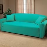 Stretch Jersey Sofa Slipcover in Aqua
