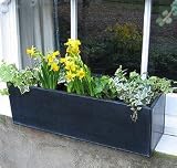 zinc window box with matt black finish -  50cm L x 14cm D x 16cm H