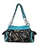 Deep Forest Camouflage Rhinestone Cross Purse/Wallet Set Turquoise Blue Trim