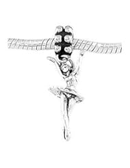 Sterling Silver Three Dimensional Dancing Ballerina Dangle Bead Charm