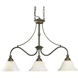 Progress Lighting P4117-86 3-Light Savannah Linear Chandelier, Burnished Chestnut