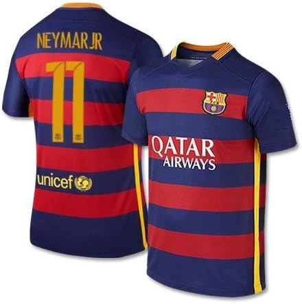 Barcelona Home Neymar Kids #11 Soccer Kit Jersey and Shorts All Youth Sizes (Kids Small 5-8 years of age)