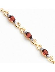 14k Gold Garnet & Diamond Bracelet