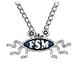 Large 'shapely' Flying Spaghetti Monster Pendant/Necklace - bright silver finish