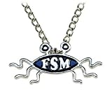 Large 'shapely' Flying Spaghetti Monster Pendant/Necklace - bright silver finish