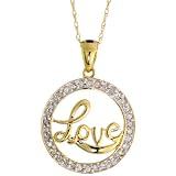10ct Gold 18 Thin Chain 58 16mm Cirle Of Life Love Diamond Pendant W 020 Carat Brilliant Cut Diamonds