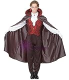 ドラキュラ 衣装セット (マント・ズボン・ベスト・シャツ) コスチューム 男女共用 フリーサイズ