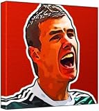 Edin Dzeko – Pop Art Print (Multicolour; Red Background) 30 x 30 x 2 cm Medium Square Deep Box Canvas