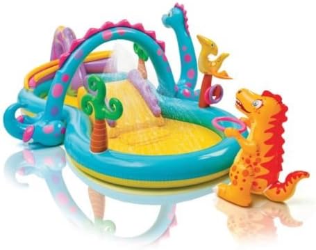 Intex Dinoland Play Center Inflatable Kiddie Spray Wading Pool with Fun Ballz