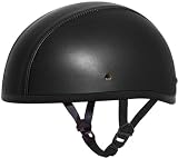 Leather Covered Beanie Skull Cap DOT Motorcycle Half Helmet