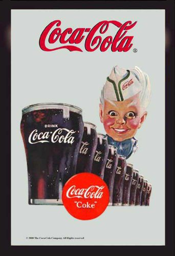 Empire Merchandising 537232 Coca Cola Gl&auml;ser - Bedruckter Spiegel mit Kunststoff Rahmen in Holzoptik, Kult-Spiegel - Gr&ouml;sse 20 x 30 cm