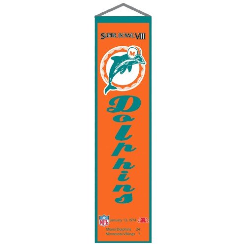 Miami Dolphins Super Bowl VIII Champions Orange Heritage Banner