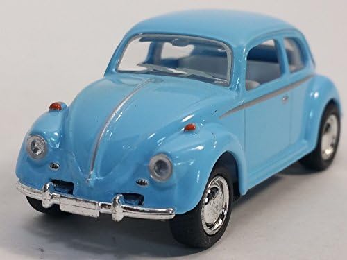 Kinsmart Light Blue Classic VW Volkswagen Beetle 1/64 Scale Pastel Color Diecast Car