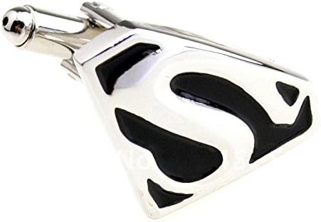 Black and Silver Superman Logo Cufflinks - Superhero Collection