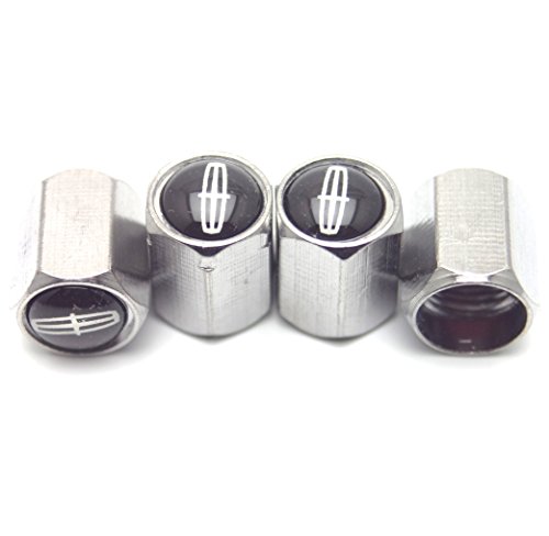 Set of 4 Chrome Aluminum Wheel/Rim Tyre Tire Valve Stem Dust Caps Fit Lincoln All Model Ver.B