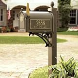 Seranto Monogrammed Mailbox & Post - Bronze, White - Grandin Road