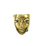 14K Gold Vintage Mask Pin