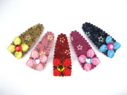 Delicate Blossom - MINI Flower Baby Girl & Toddler Hair Clip Set - Set of 5