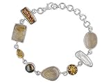 40.25CTW MULTI GEM NATURAL & ENHANCED COLOR CULTURED FRESHWATER SOUTH SEA PEARL STERLING SILVER BRAC