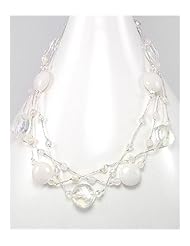 White Japanese silk cord Semi GemStone Beads Necklace In Zinc