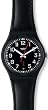 Swatch Unisex Originals GB750 Black Leather Quartz Watch with Black Dial