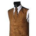 Waistcoats for Men: Light Brown Suede Effect Front Panel Waistcoat Thumbnail