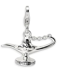 Amore LaVita(tm) Sterling Silver 3-D Enameled Magic Lamp w/Lobster Clasp Charm for Charm Bracelet