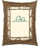 Decorative Vertical Rustic Photo Picture Frame With Curved Edges And Birch Bark,Twigs,Logs,Branch Look Decoration 5X7