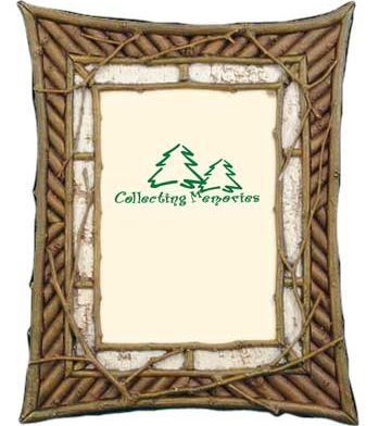 Decorative Vertical Rustic Photo Picture Frame With Curved Edges And Birch Bark,Twigs,Logs,Branch Look Decoration 5X7