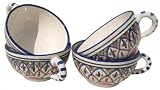 Le Souk Ceramique TK-54 Latte/Soup Mugs, Tabarka Design, Set of 4