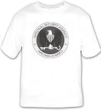 White T-Shirt with the image of: NSA