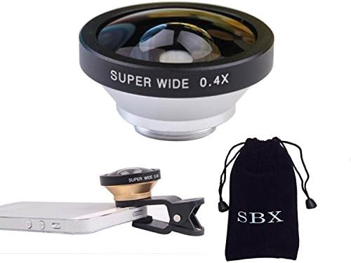 SBX 0.4x Super Wide Angle Detachable Clip on Camera Lens for Apple iPhone 6 6 Plus Samsung HTC Motorola LG Nokia and other Mobile Phone & Tablet with Microfiber Bag (Sliver)