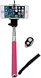 UFCIT RI-C056 Extendable Monopod Selfie Stick with Adjustable Phone Holder and Bluetooth Wireless Remote Shutter - Pink