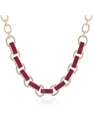 Anne Klein "Dalton" Gold-Tone Cranberry Frontal Collar